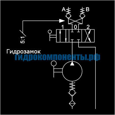 Ручной гидронасос, встраиваемый в маслобак, с дивертором, с гидрозамком